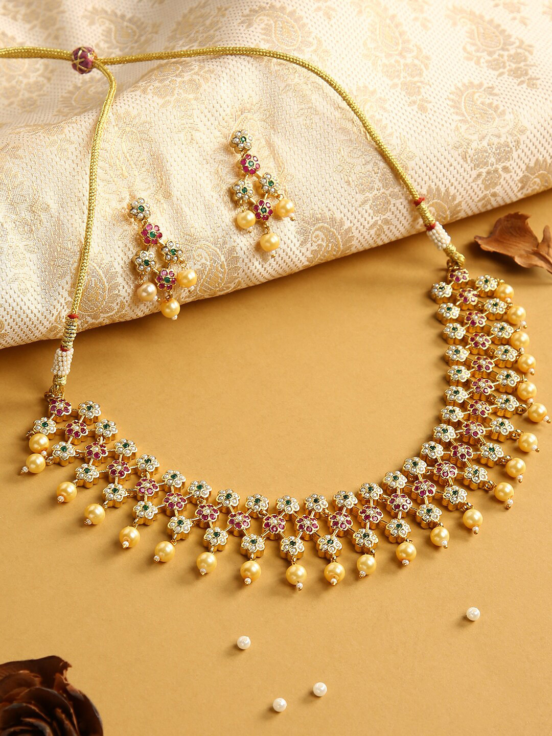 

justpeachy Women Multi Artificial Stones and Beads Set