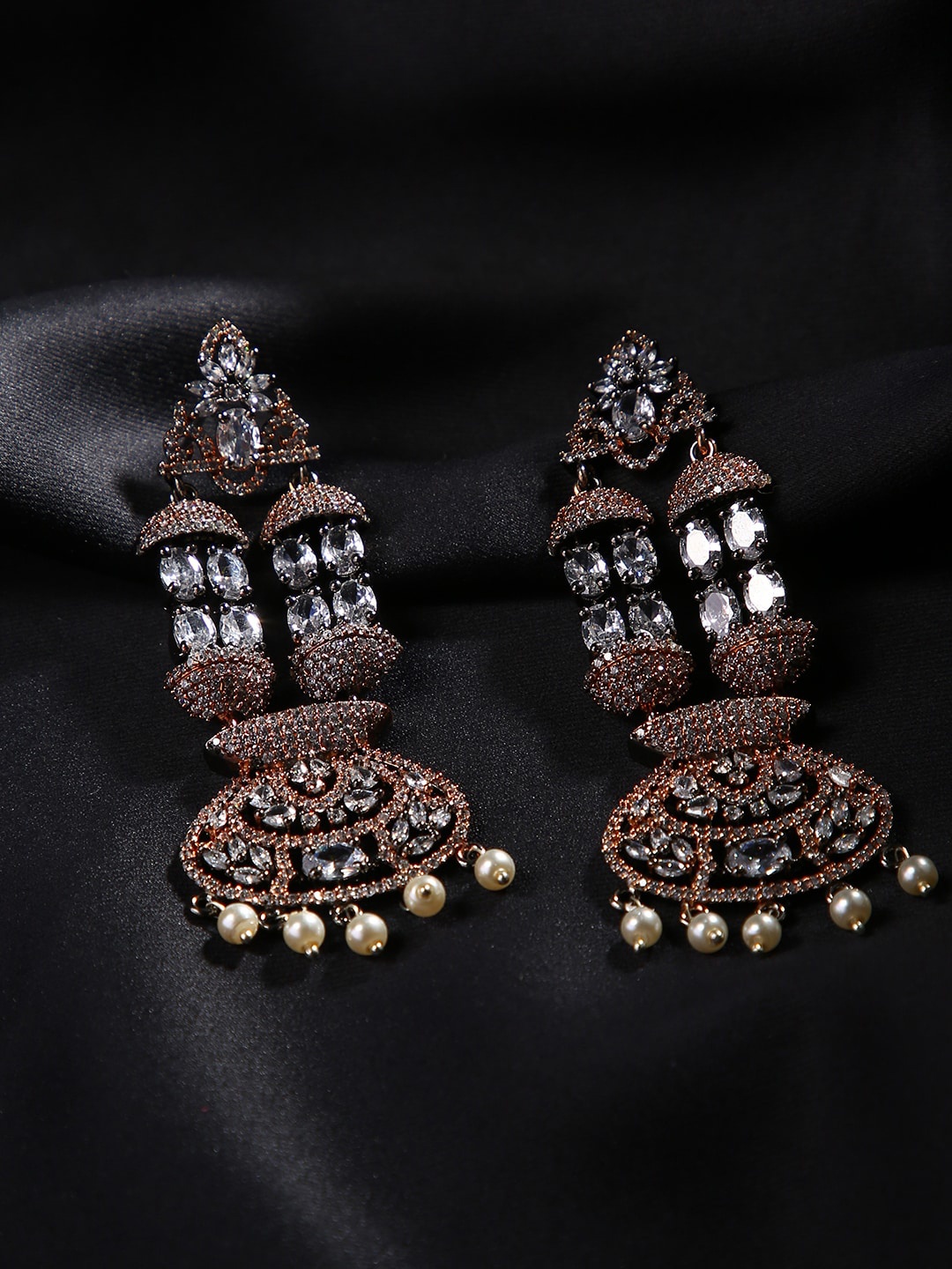 

justpeachy Silver-Plated Black Contemporary Jhumkas Earrings