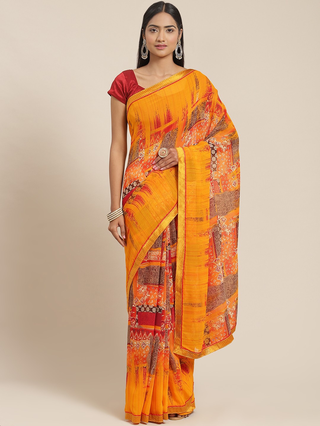 

Triveni Mustard Saree