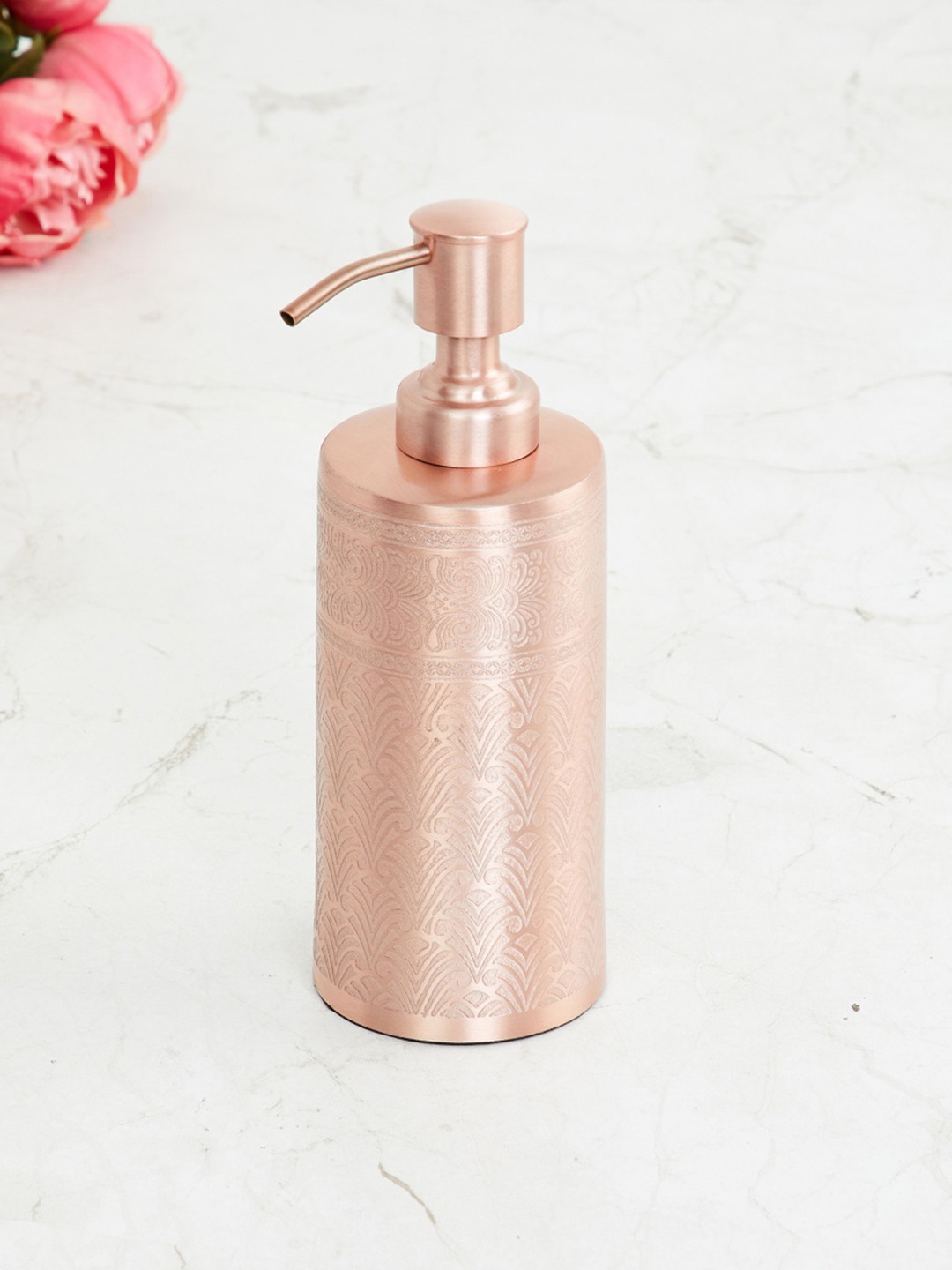 

Home Centre Rose Gold-Toned Textured Metal Soap Dispenser