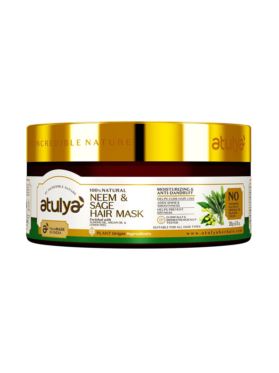 

Atulya Natural Neem & Sage Hair Mask To Prevent Dryness - 200 g, Green