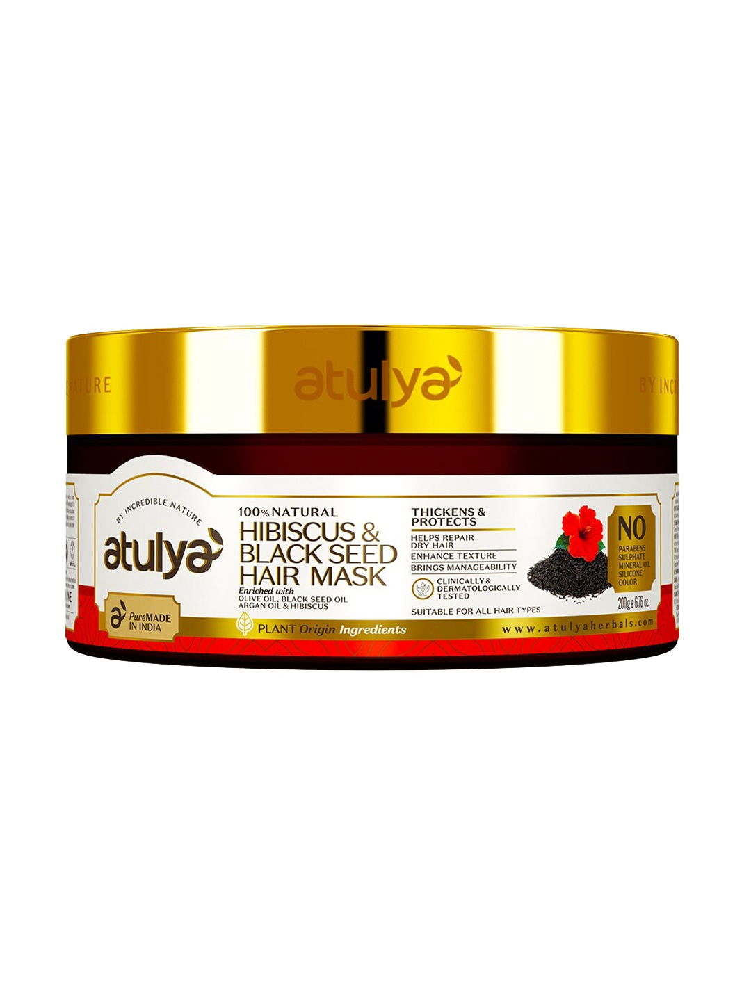 

Atulya Natural Hibiscus & Black Seed Hair Mask 200 g, Red