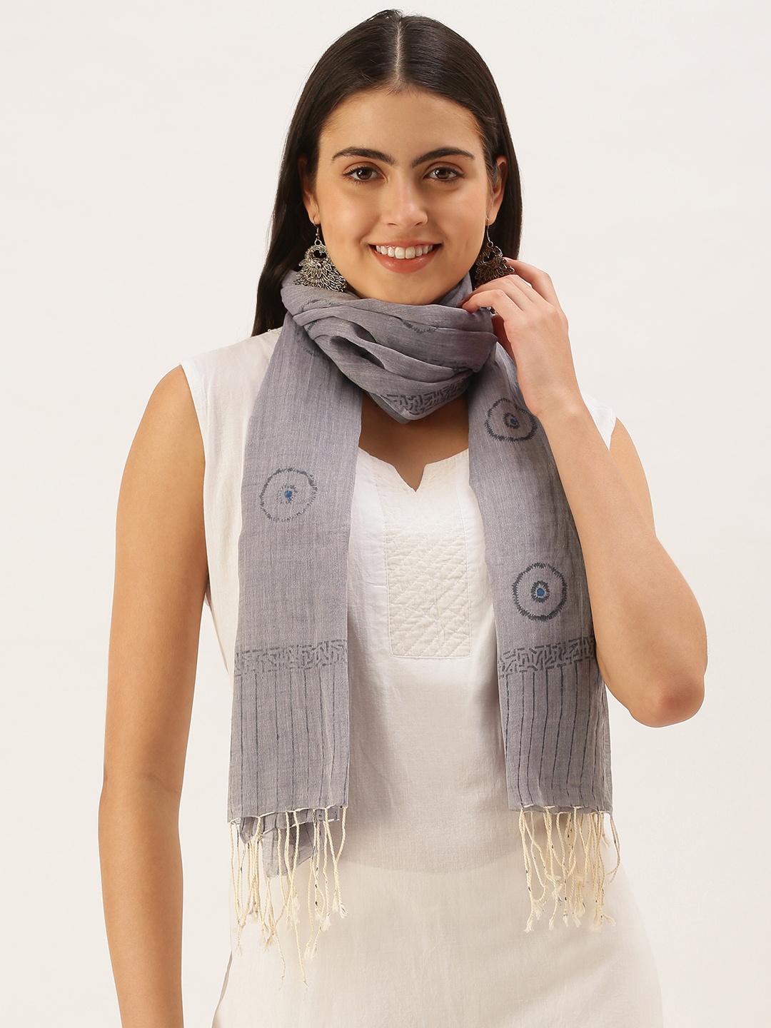 

ASVA Women Grey Printed Pure Cotton Stole