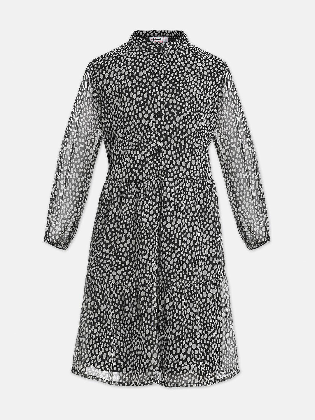 

Oxolloxo Black Printed Satin Shirt Dress