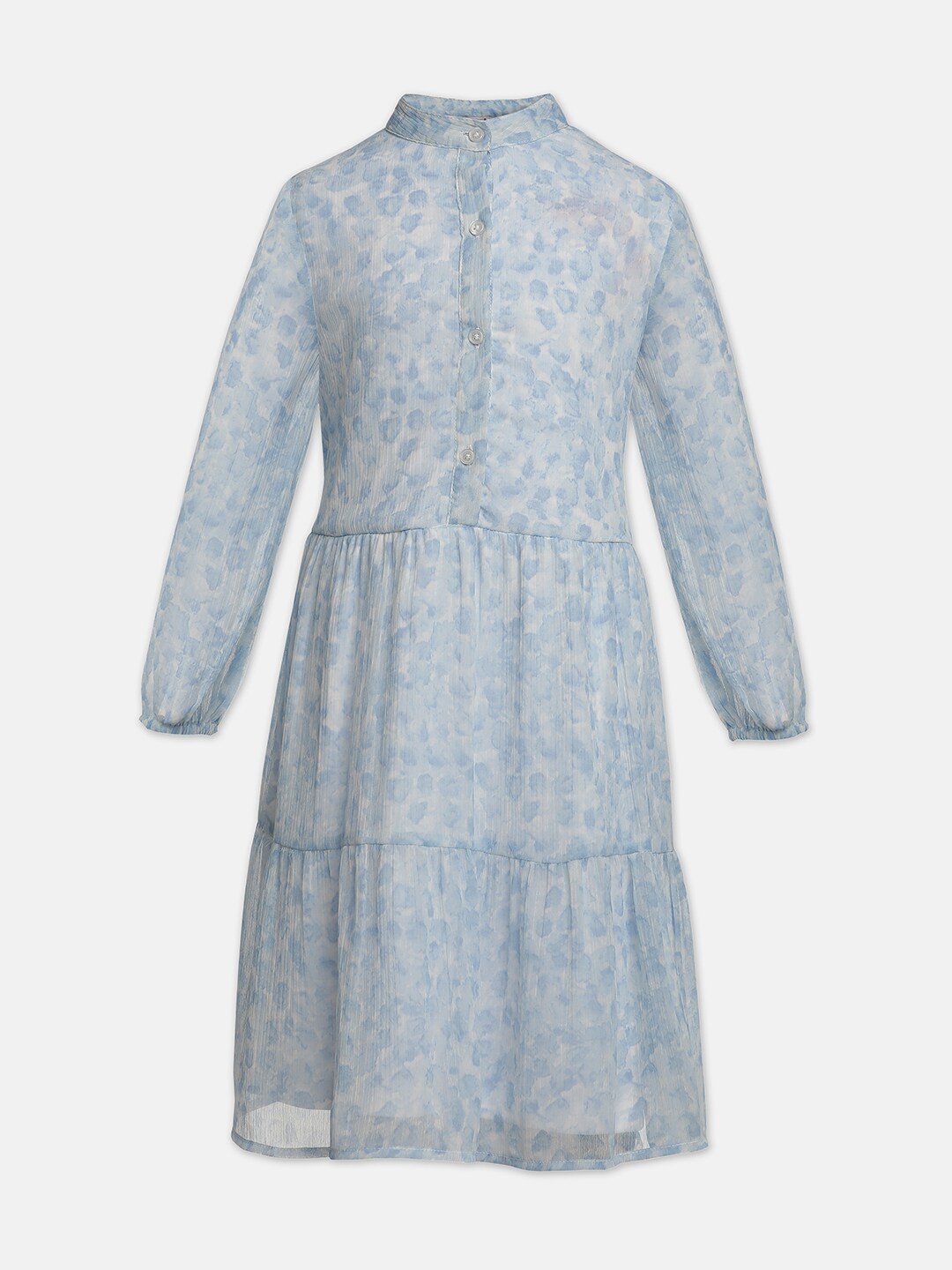 

Oxolloxo Girls Blue Printed Satin Dress