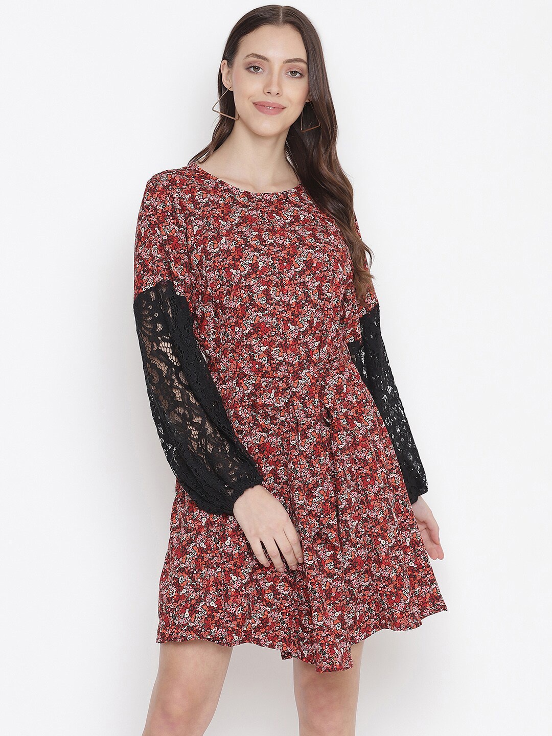 

Oxolloxo Red Floral A-Line Dress