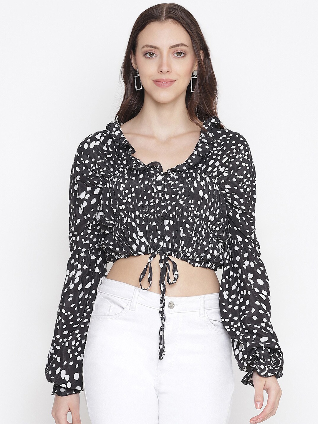 

Oxolloxo Black Print Crop Top