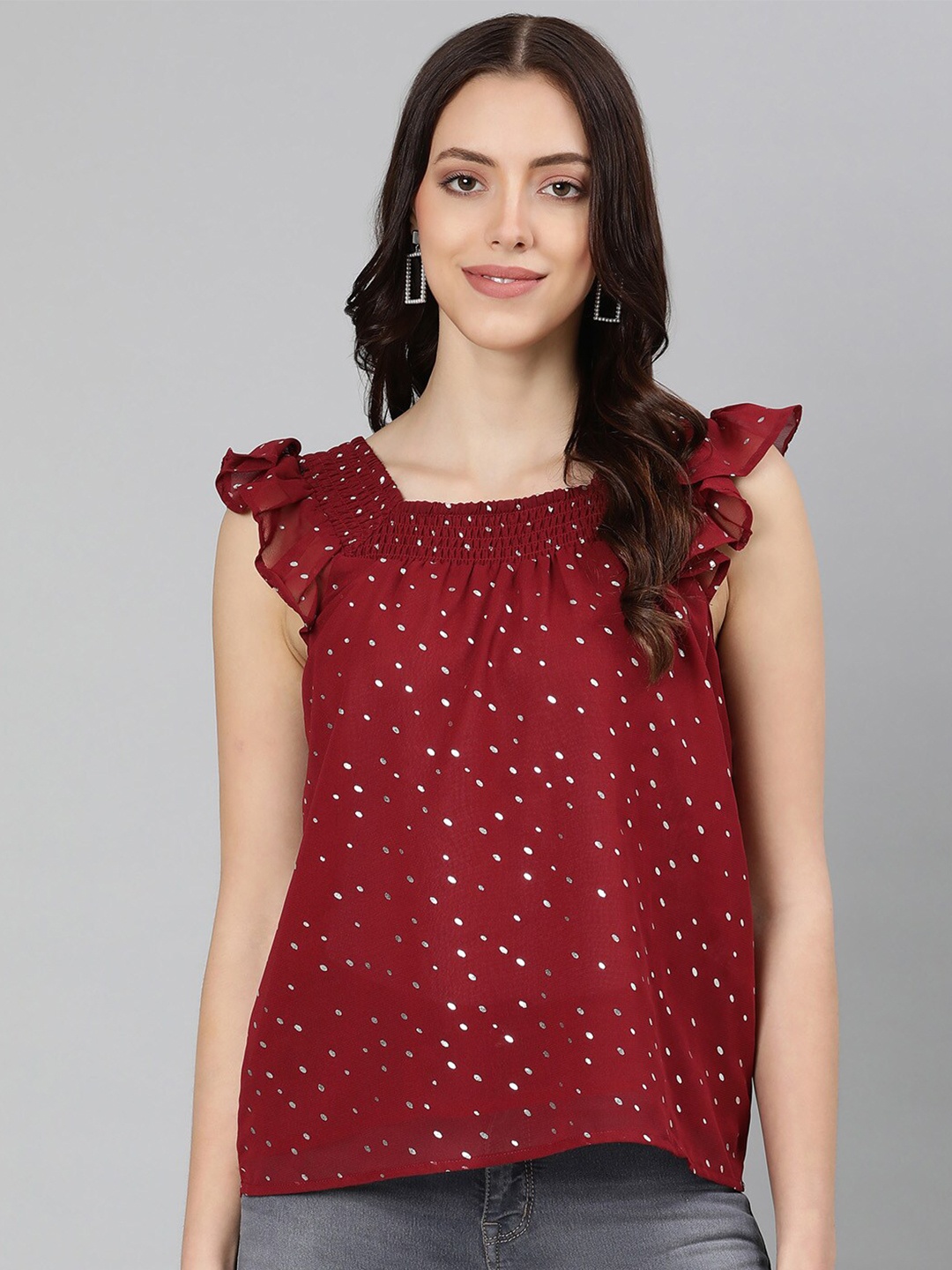 

Oxolloxo Foil Print Top, Red