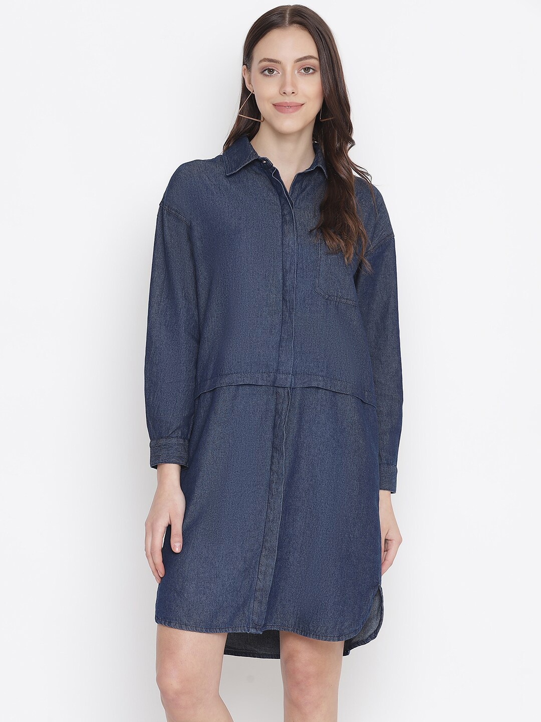 

Oxolloxo Blue Denim Shirt Dress