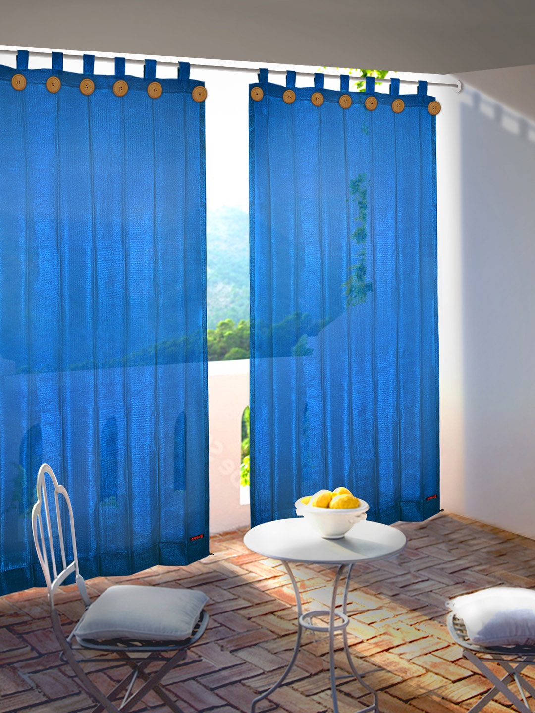 

Hippo Blue Set of 2 Solid Room Darkening Curtain