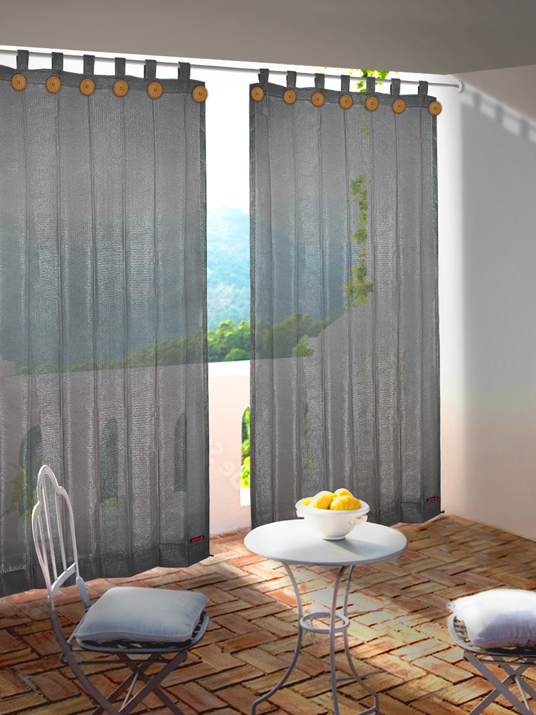 

Hippo Charcoal Set of 2 Room Darkening Curtain
