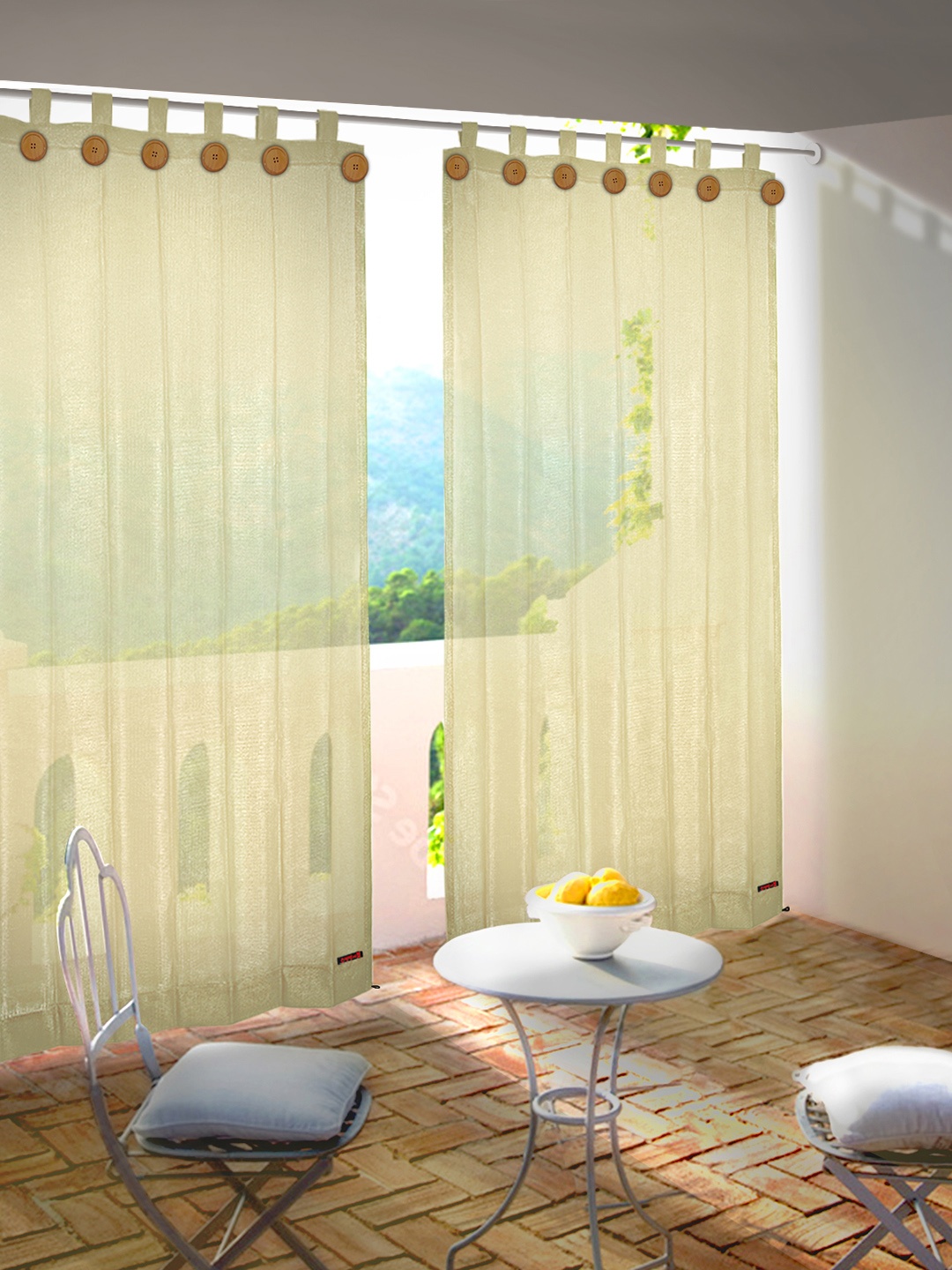 

Hippo Off White Set of 2 Room Darkening Curtain