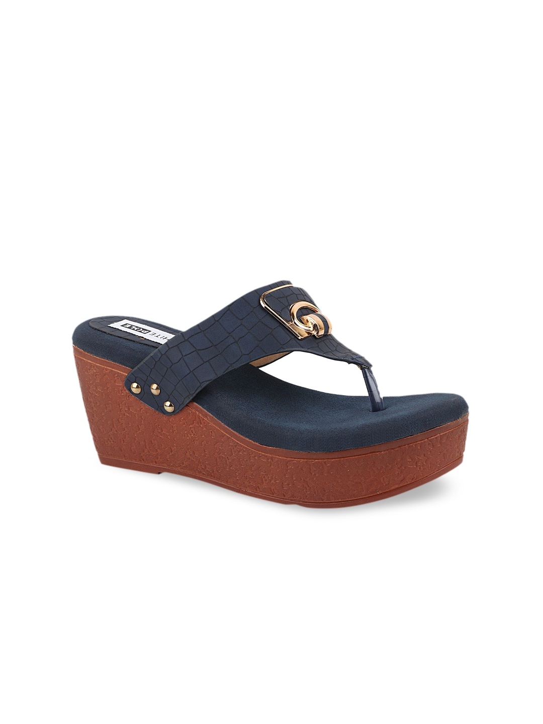 

THE WHITE POLE Navy Blue Wedge Sandals