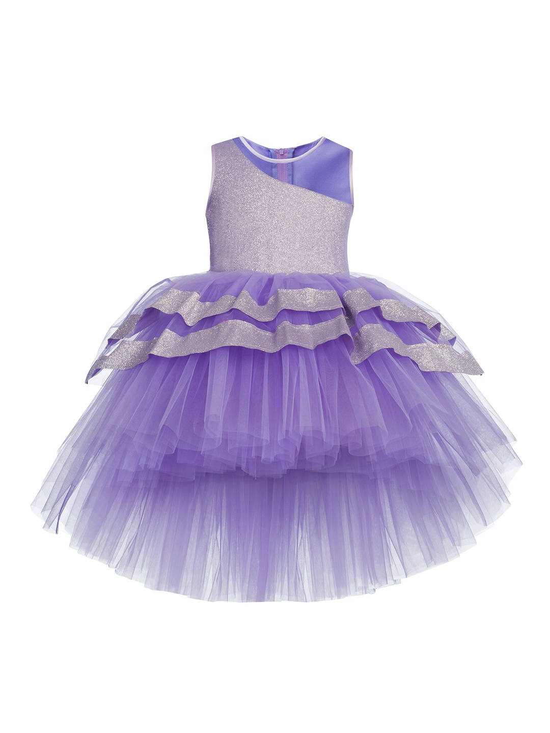 

Toy Balloon kids Purple Layered Embellished Net Dress