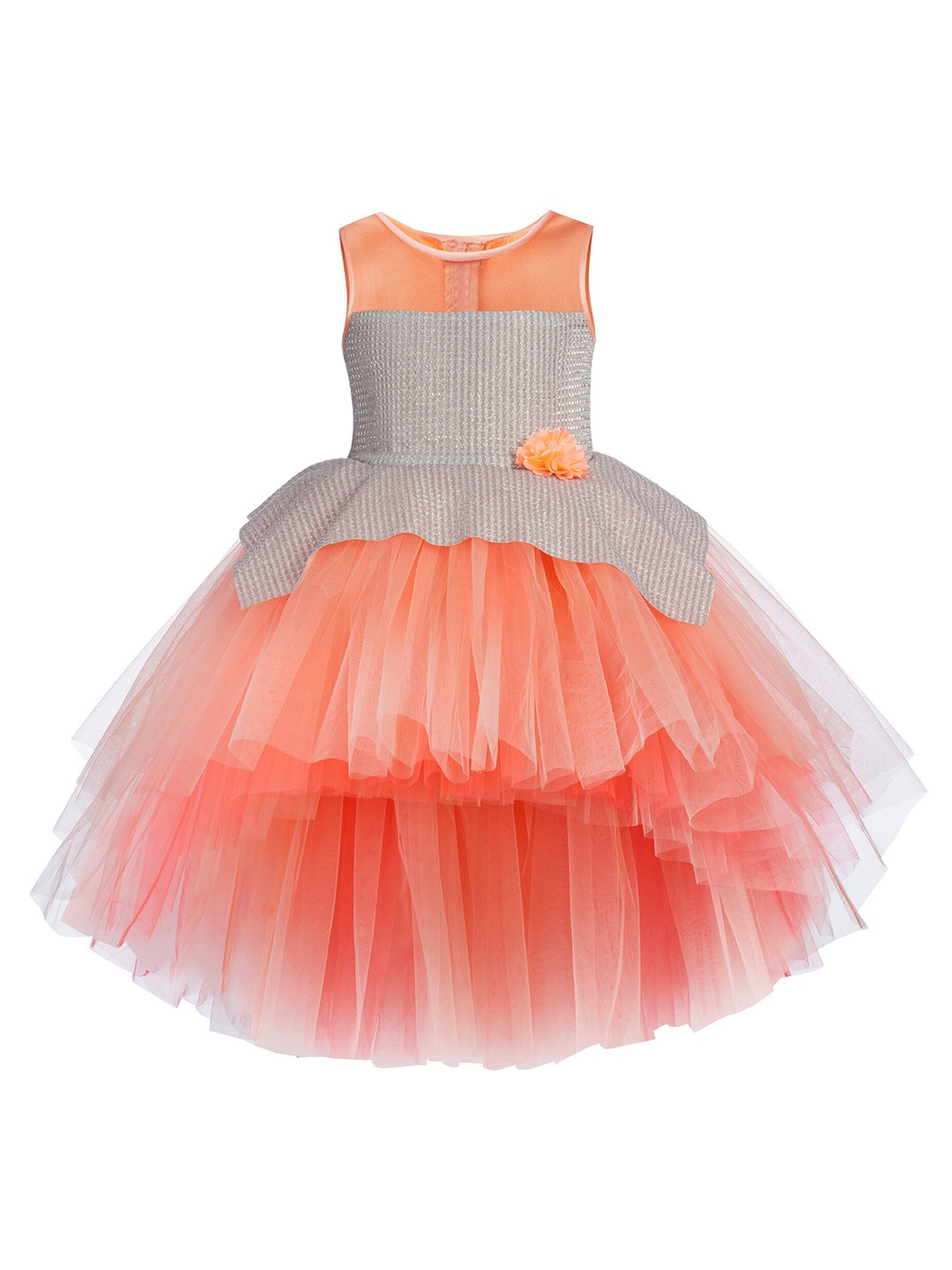 

Toy Balloon kids Girls Peach-Coloured Net Dress