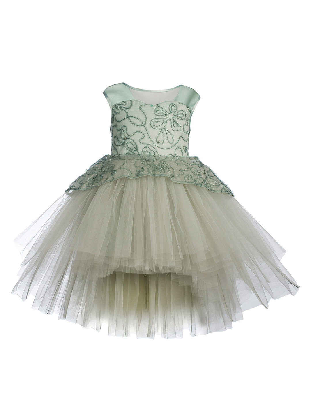 

Toy Balloon kids Green Layered Net Fit & Flare Dress