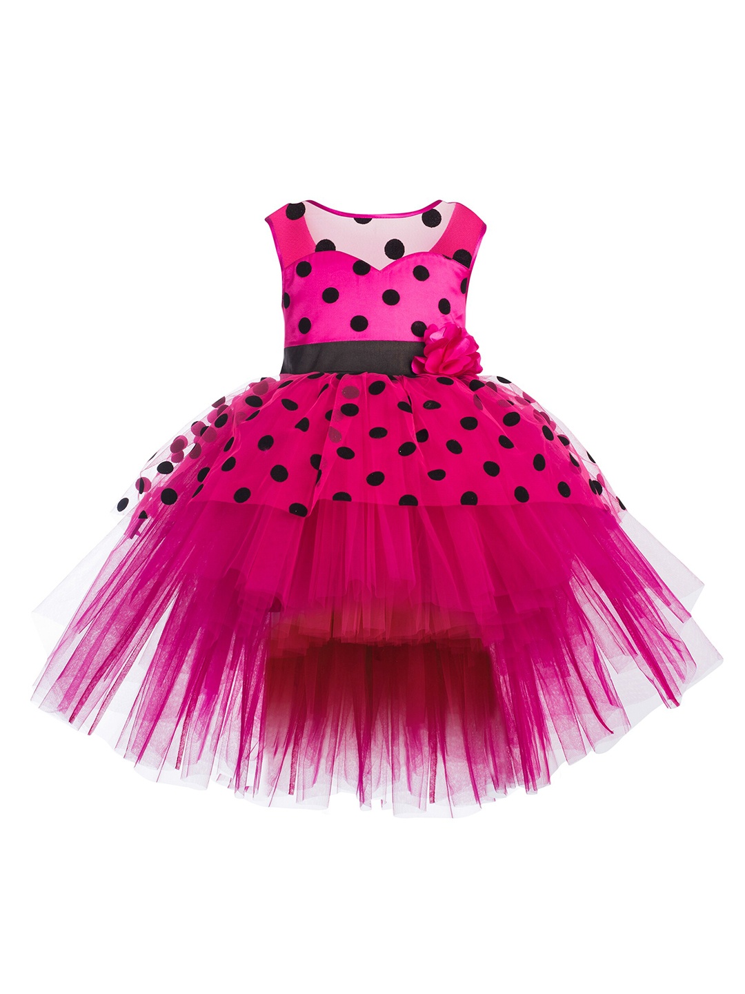 

Toy Balloon kids Fuchsia Printed Layered Net Dress