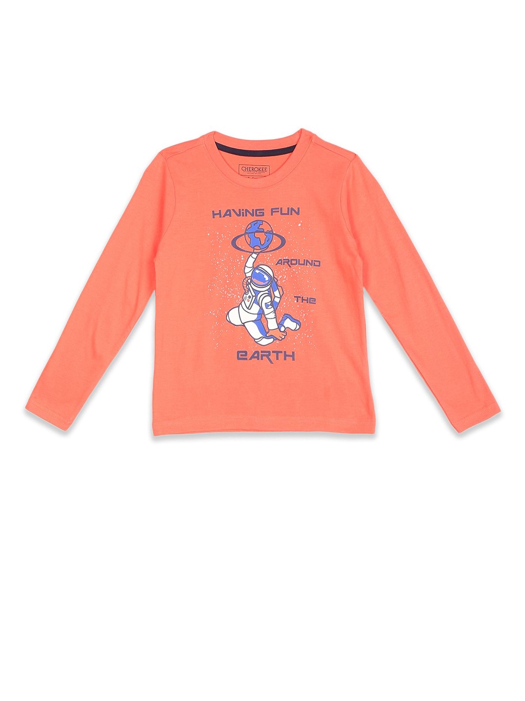 

Cherokee Boys Orange Printed Pure Cotton T-shirt