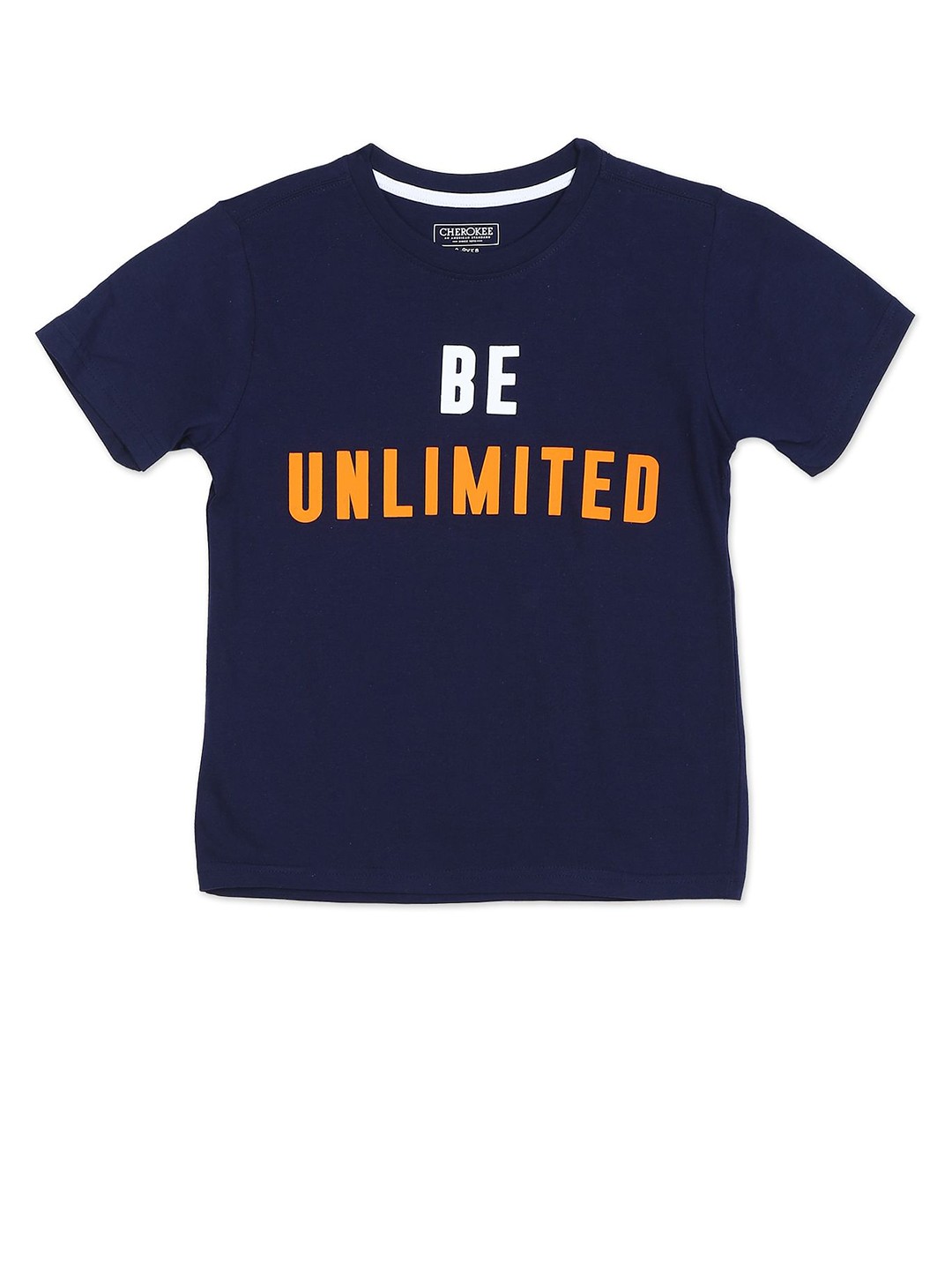 

Cherokee Boys Navy Blue Typography Printed T-shirt