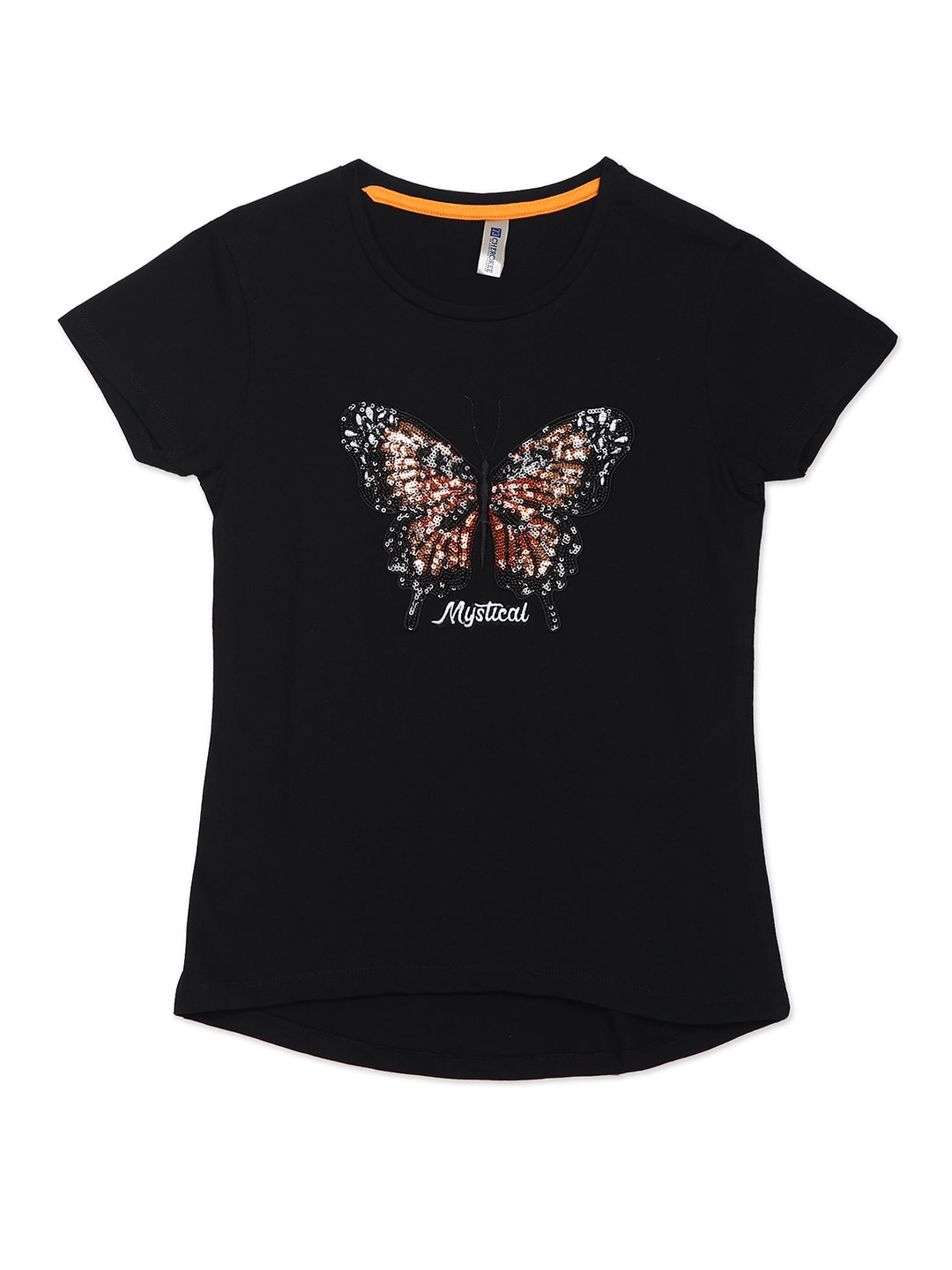 

Cherokee Girls Black Printed Cotton T-shirt