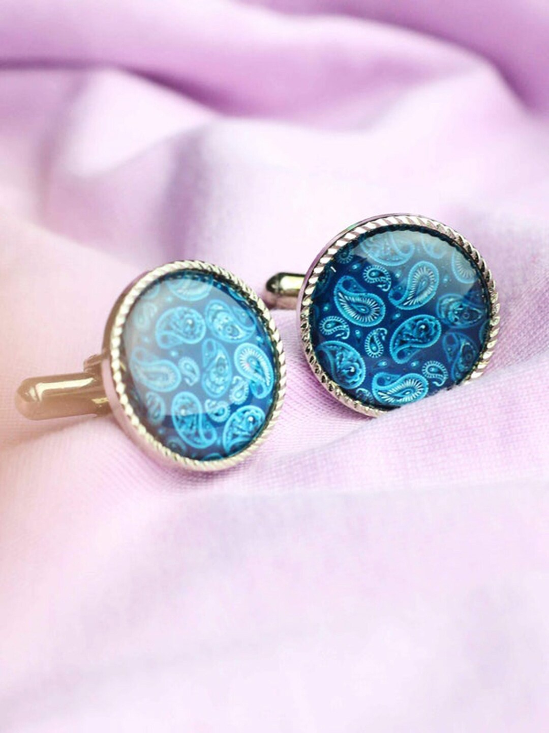 

Tossido Men Blue & Steel Printed Cufflink