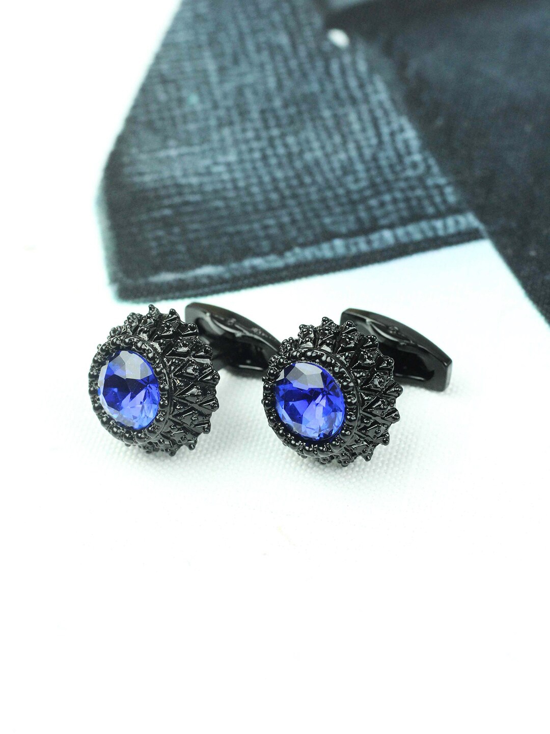 

Tossido Blue & Black Round Metal Cufflink