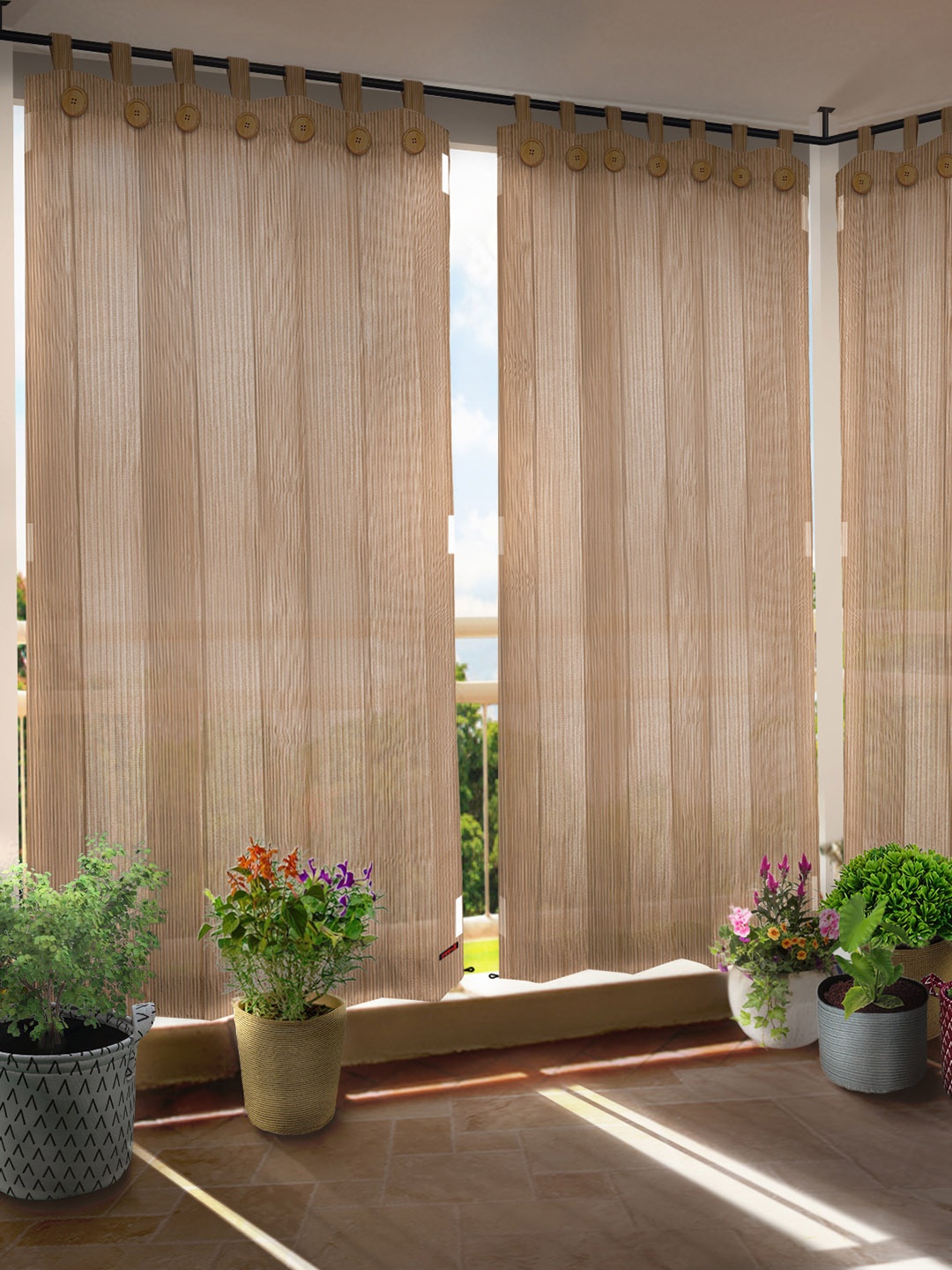 

Hippo Beige Set of 2 Room Darkening Curtain