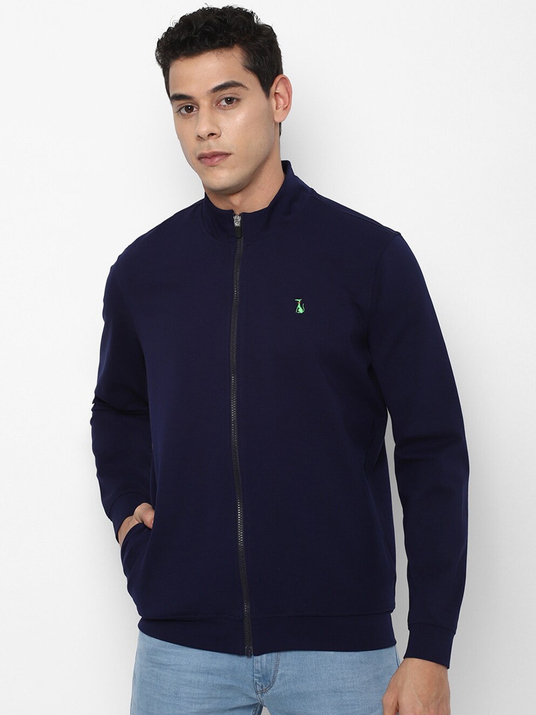 

SIMON CARTER LONDON Men Navy Blue Solid Front-Open Sweatshirt