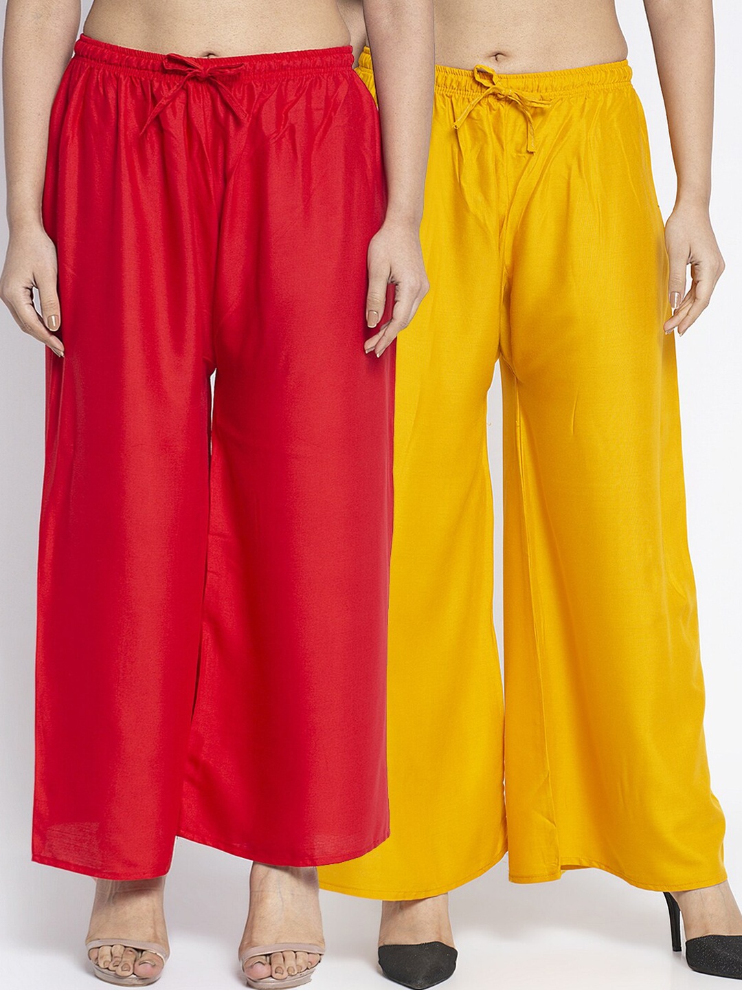 

Jinfo Women Red & Mustard Yellow 2 Palazzos