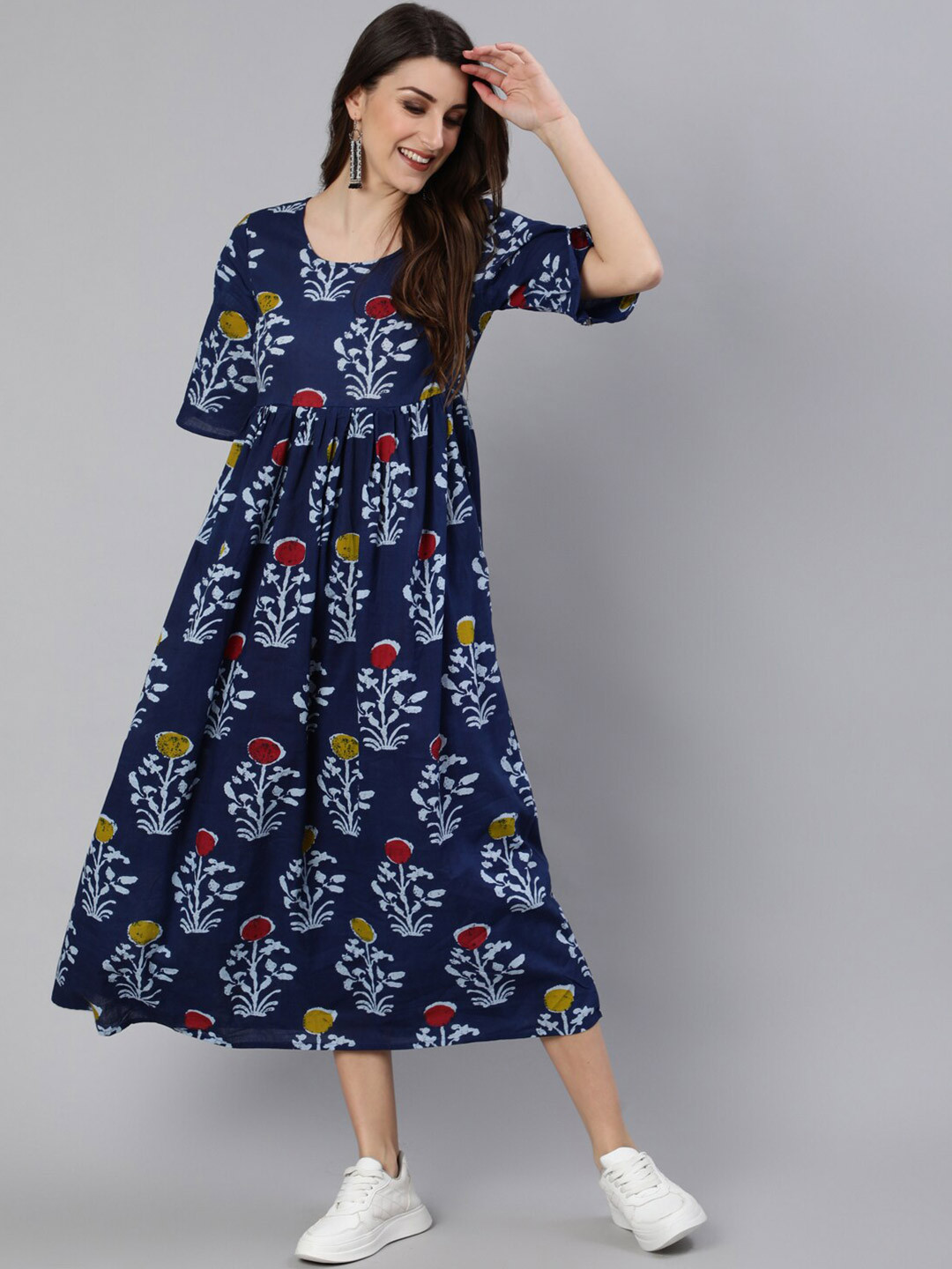 

antaran Blue A-Line Midi Dress
