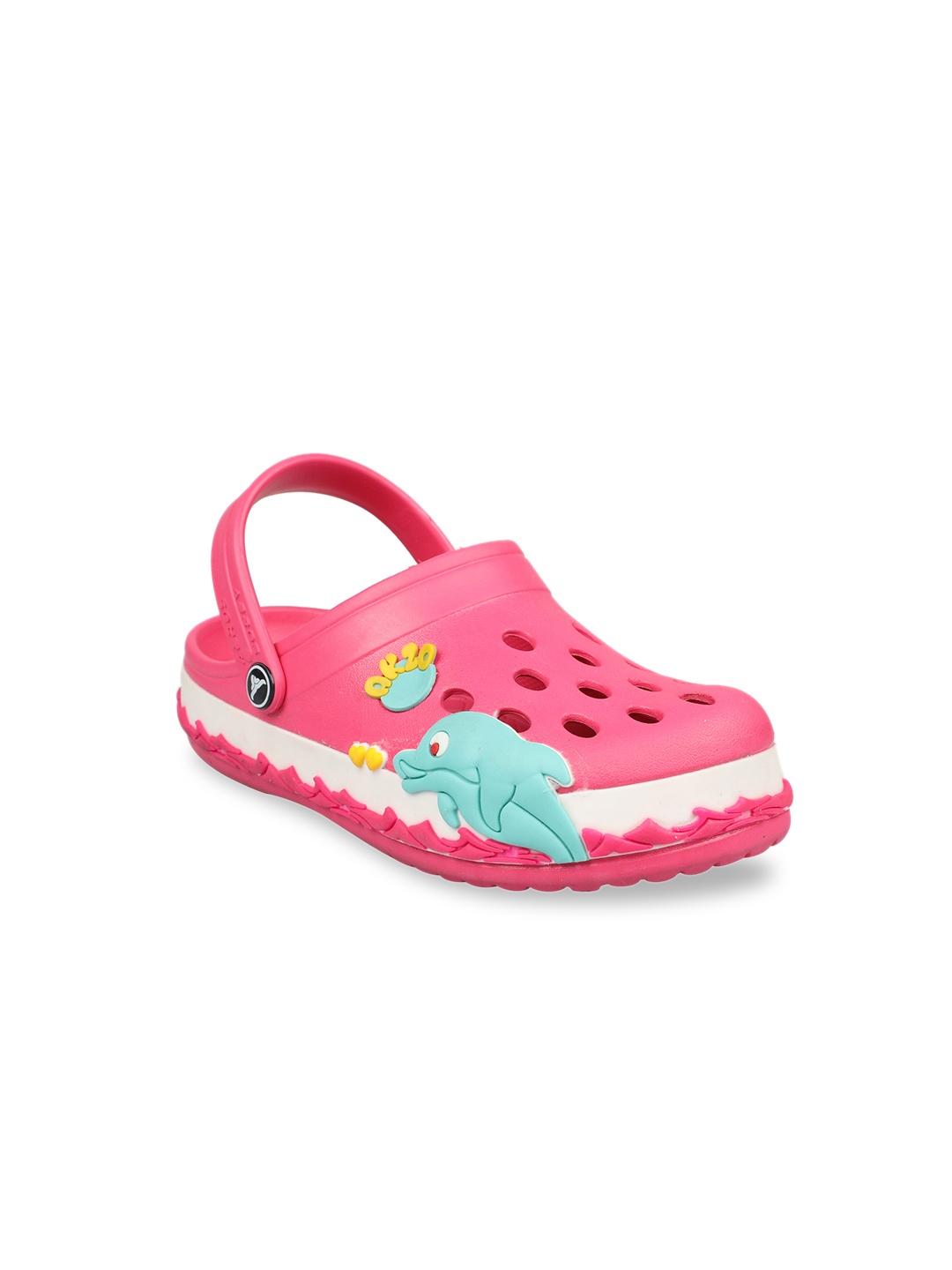 

ABROS Unisex Kids Fuchsia & Blue Printed Rubber Clogs