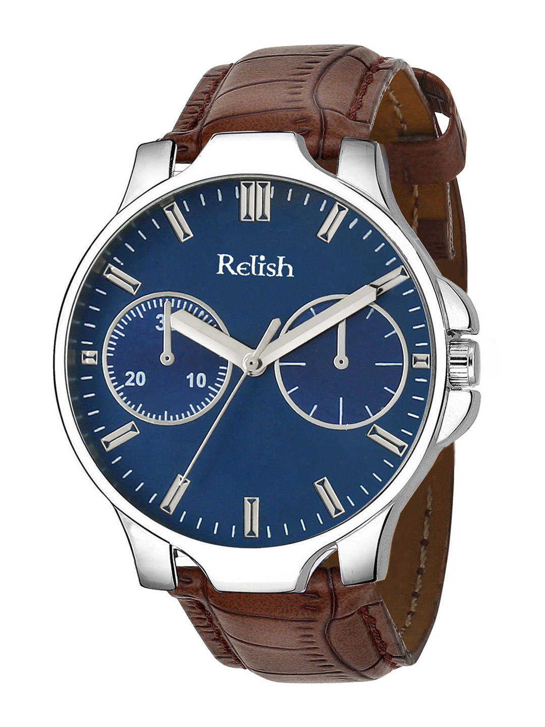 

Relish Men Blue Dial & Brown Straps Analogue Watch RE-BB1076
