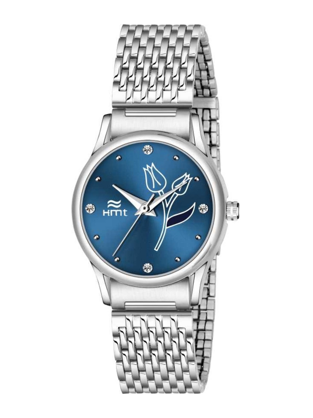

HAMT Women Blue Embellished Dial & Silver Toned Bracelet Style Straps Analogue Watch HT-LR400-BLU-CH
