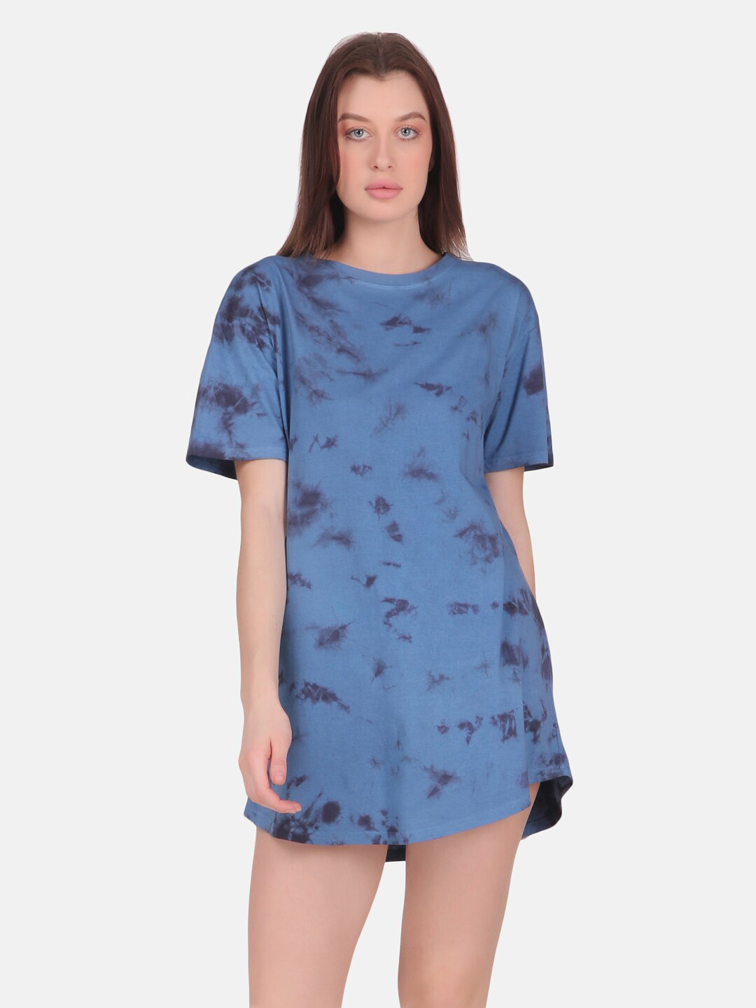 

Masha Navy Blue Printed MIdi Nightdress