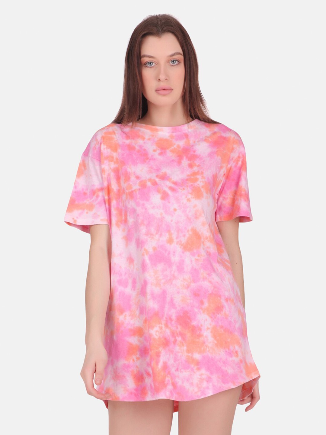

Masha Orange Tie and Dye Printed Nightdress