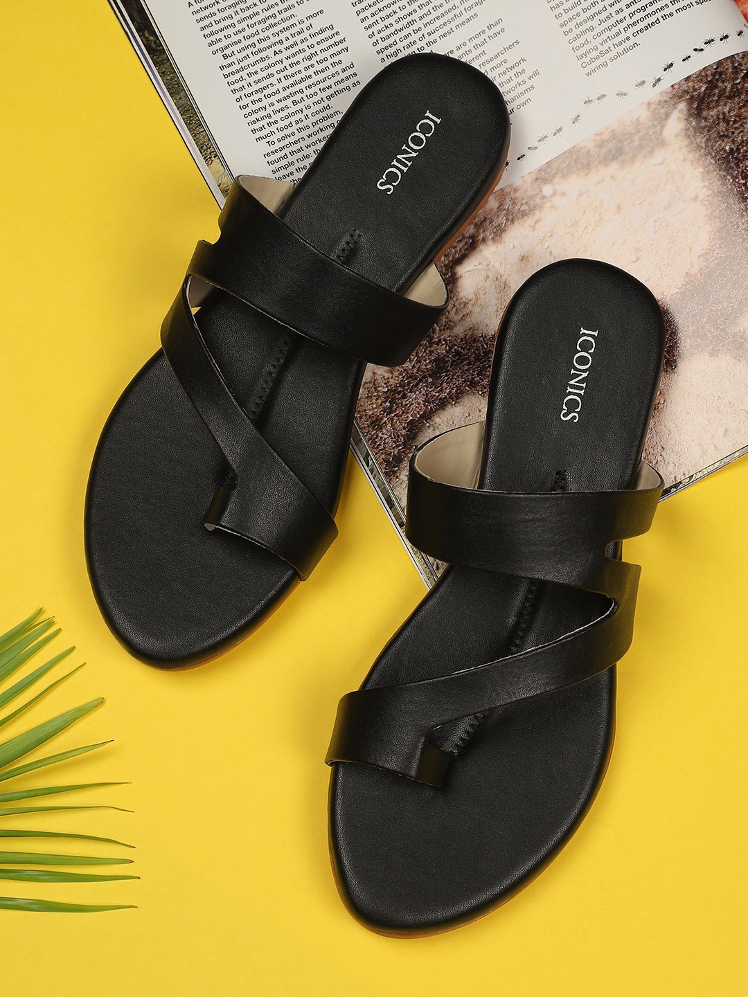 

ICONICS Women Black Solid One Toe Flats
