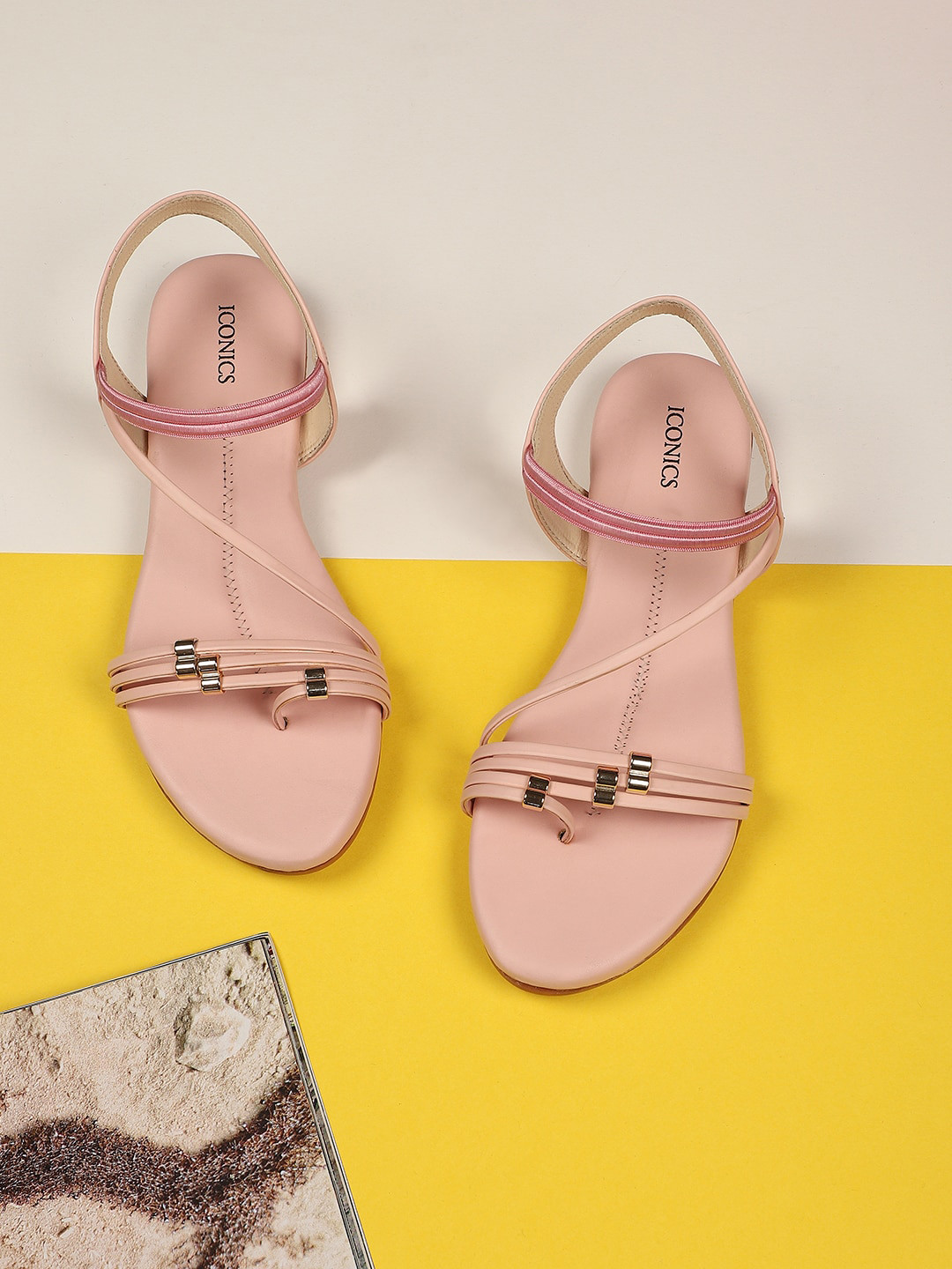 

ICONICS Woman Pink Open Toe Flats