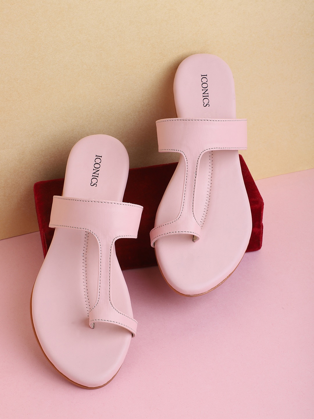 

ICONICS Women Solid Pink One Toe Flats