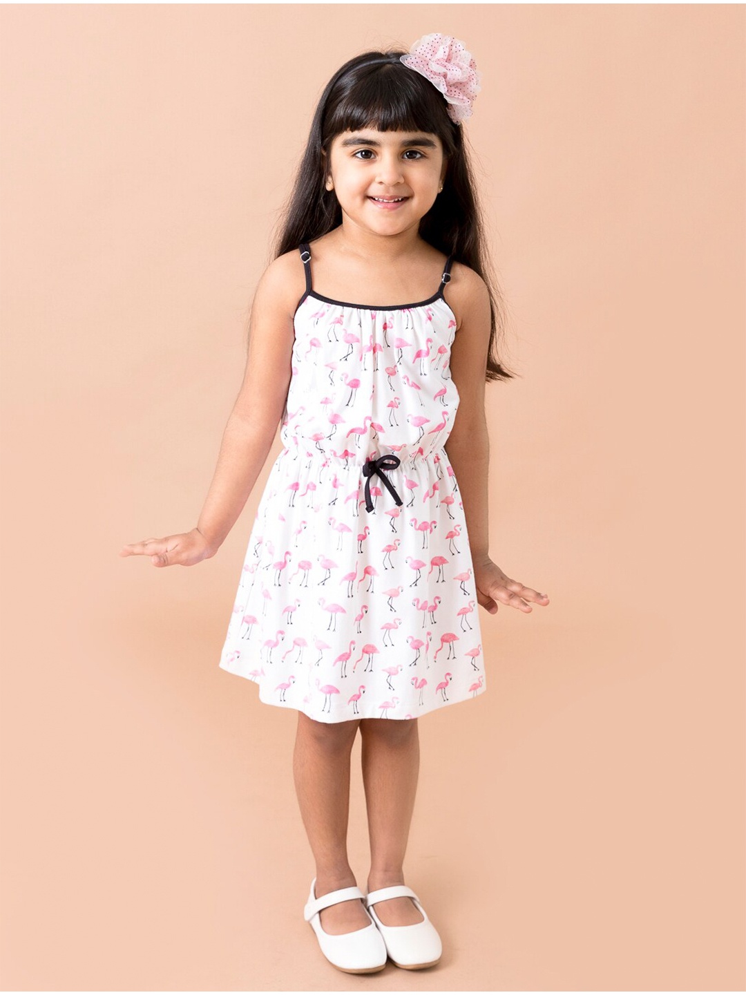 

pspeaches White Printed Fit & Flared Dress