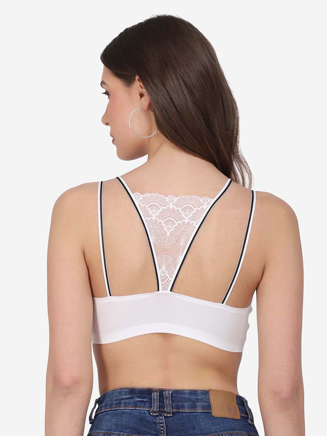 

PRETTYBOLD White Bralette Bra Lightly Padded