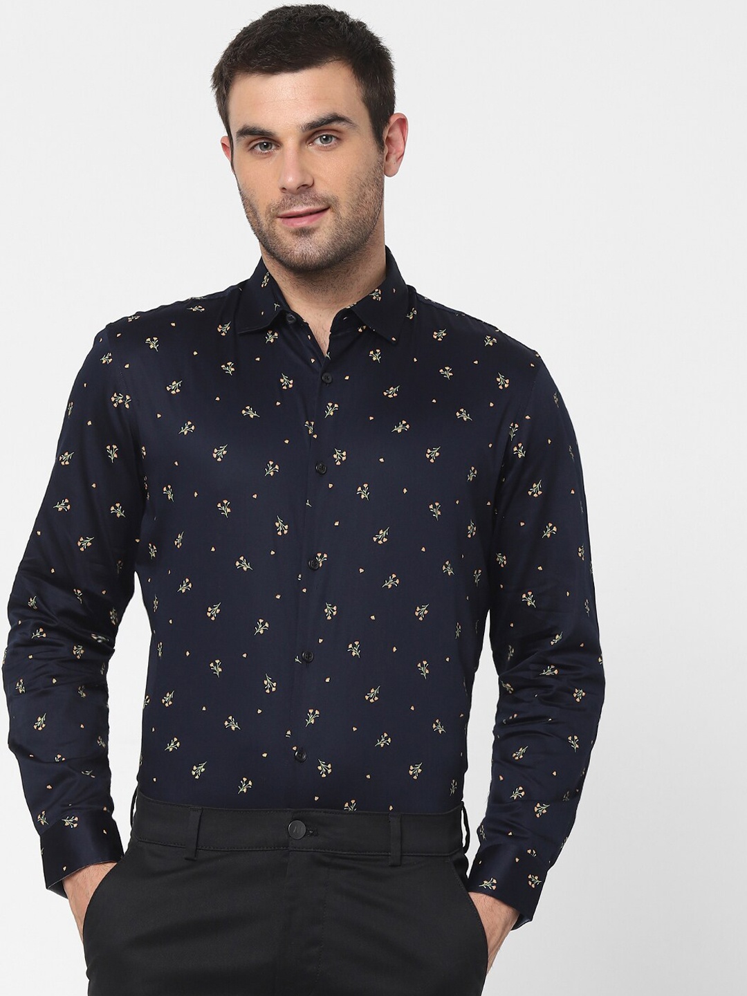 

SELECTED Men Blue Slim Fit Printed Casual Shirt