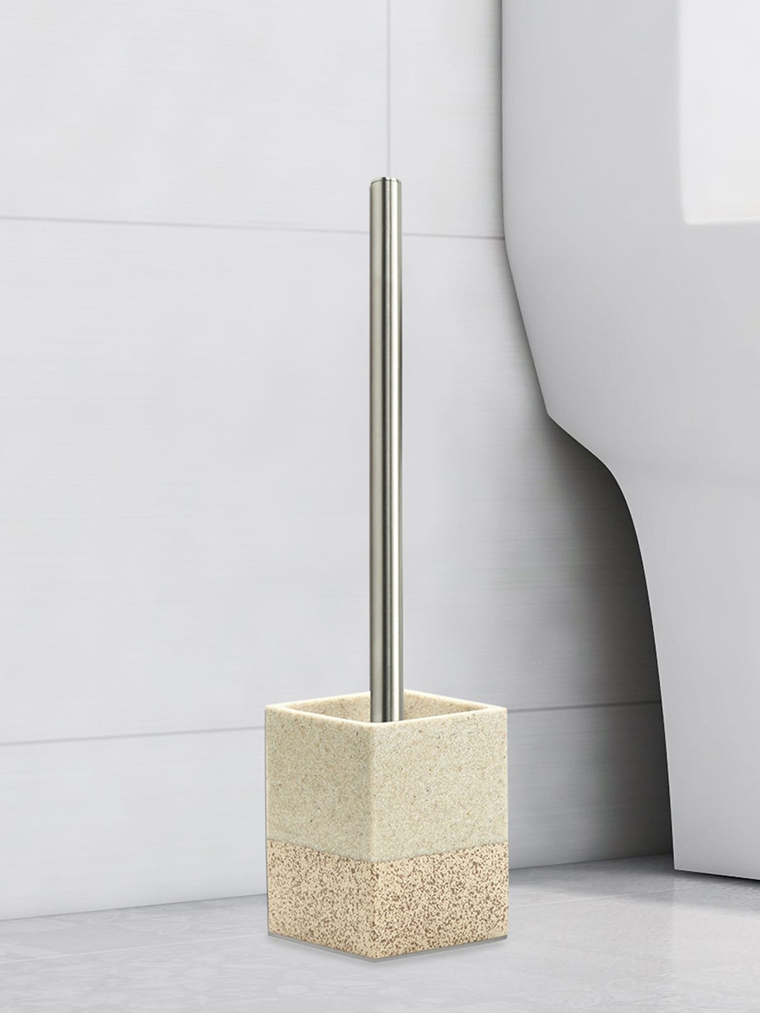 

OBSESSIONS Beige & Brown Freestanding Polyresin Toilet Brush with Holder