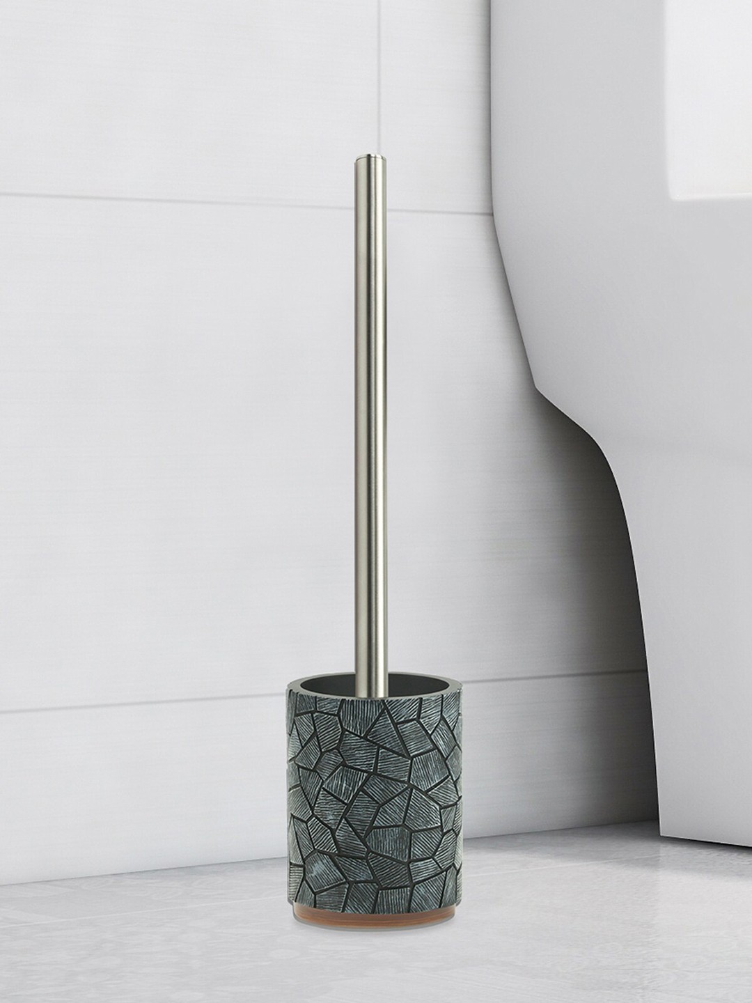 

OBSESSIONS Charcoal Grey Textured Toilet Brush with Holder
