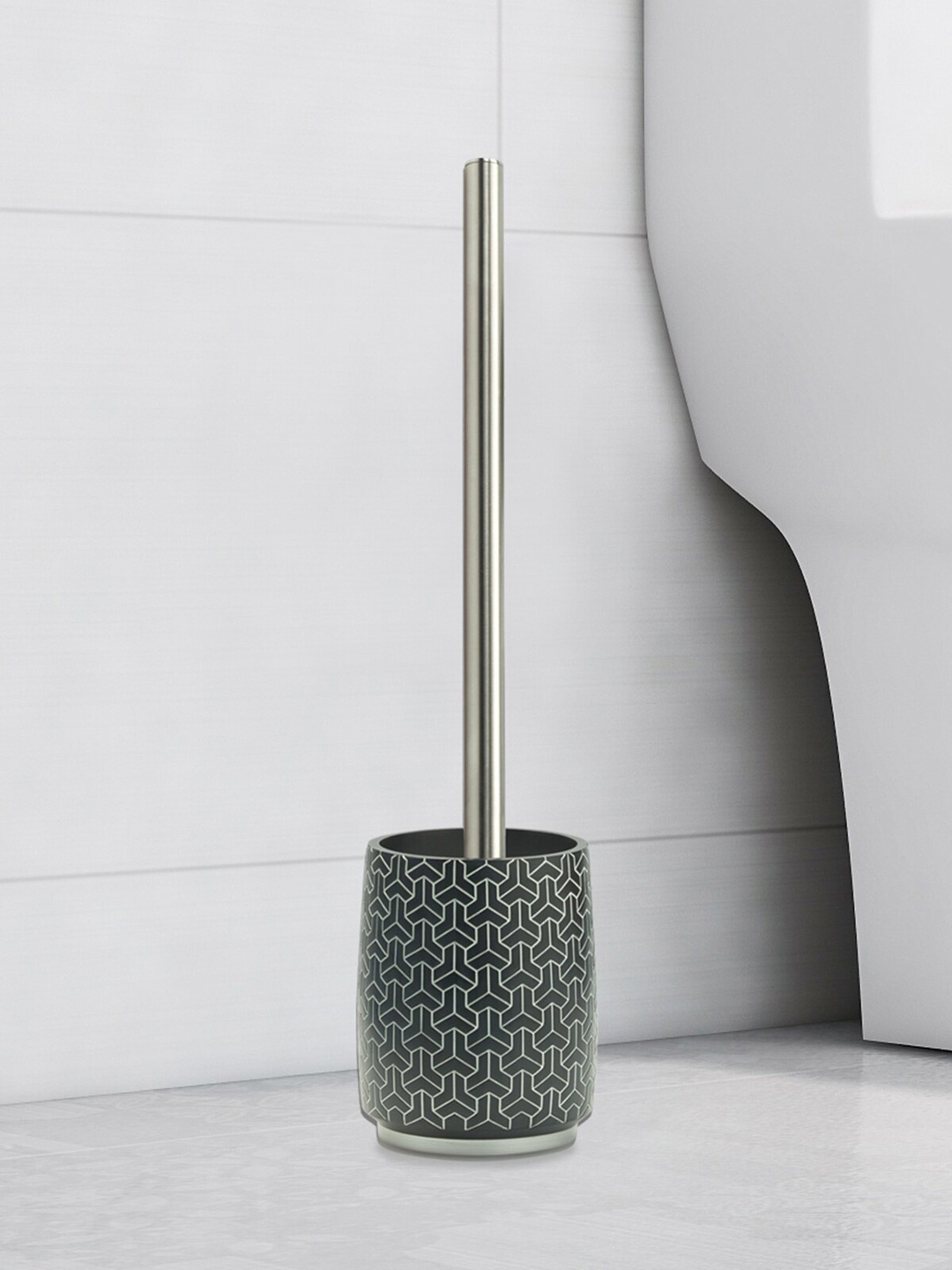 

Obsessions Black & Silver Polyresin Toilet Brush with Holder