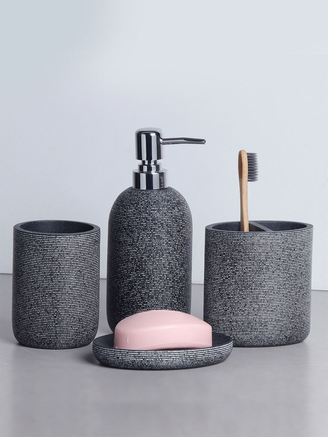 

OBSESSIONS Charcoal Polyresin 4 Pcs Bathroom Set