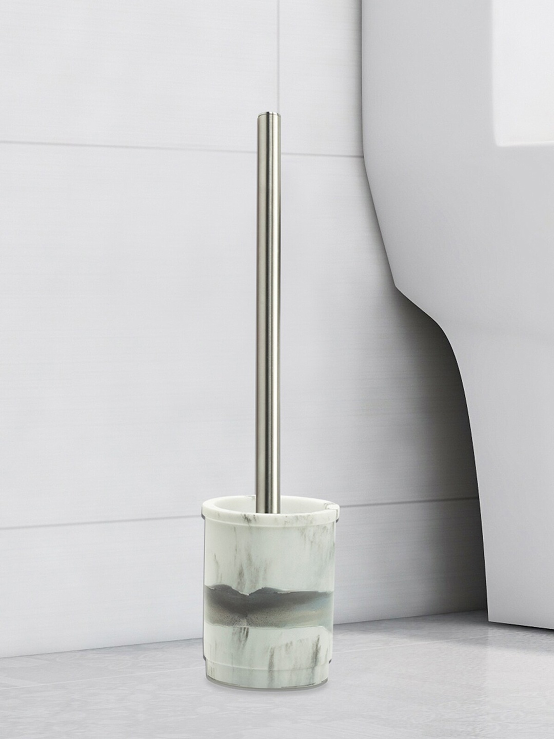 

OBSESSIONS Grey & White Toilet Brush with Holder