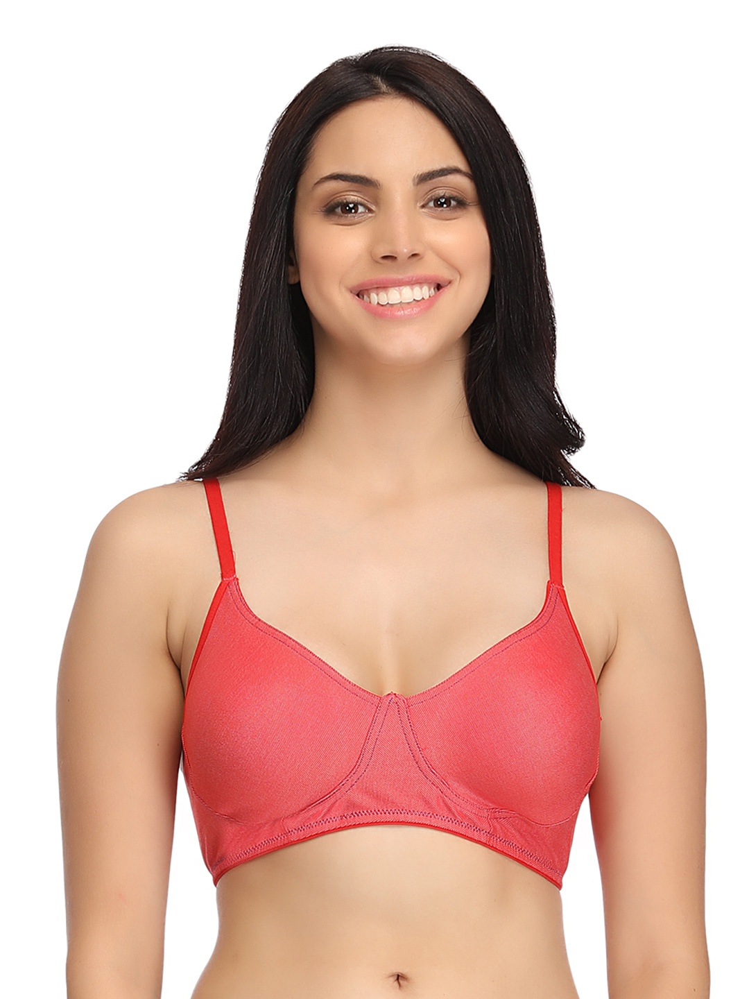 

Clovia Non Padded Wirefree Denim Look T-Shirt Bra - Red