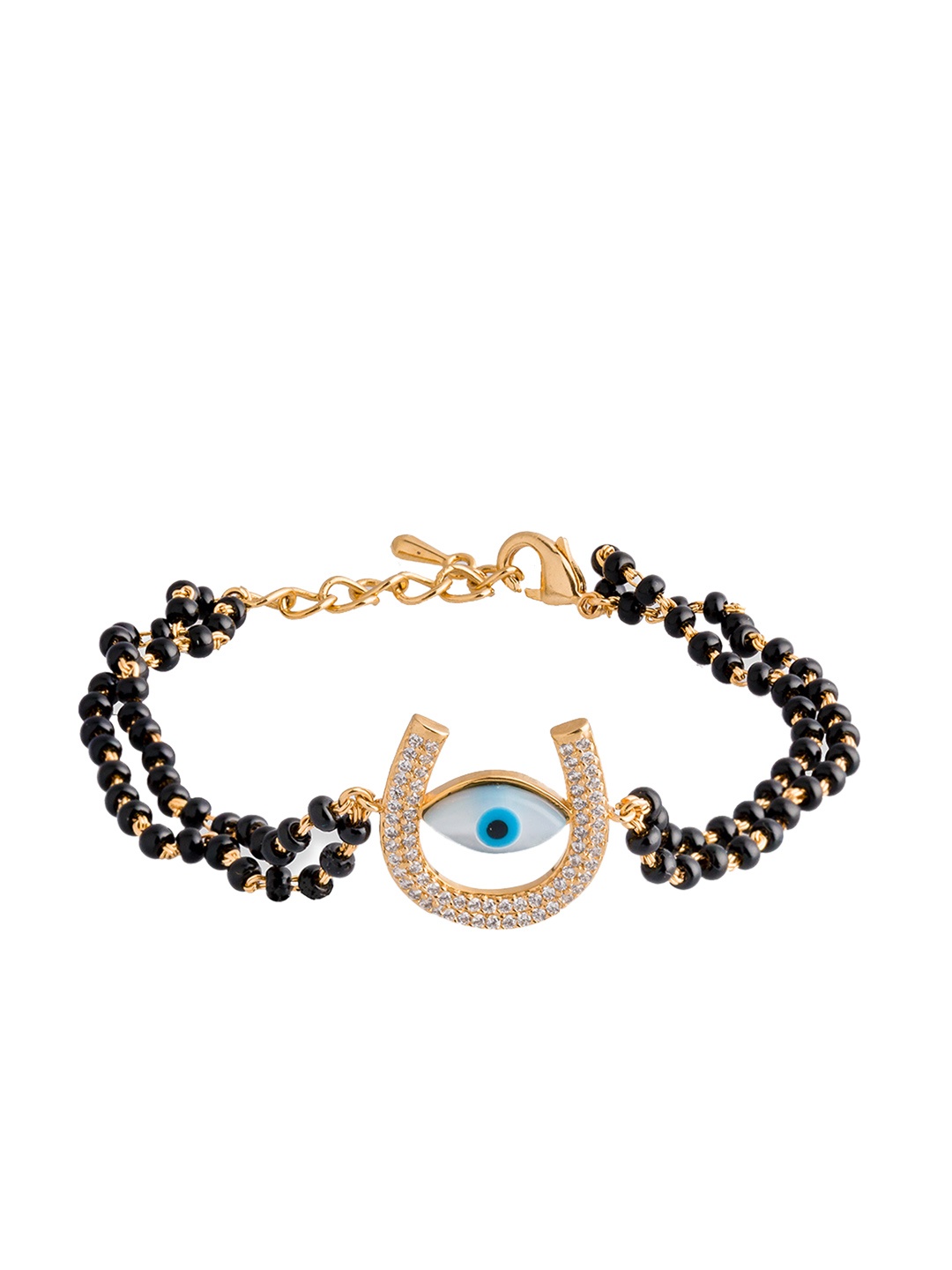 

Queen Be Women Black & Blue Brass Charm Bracelet