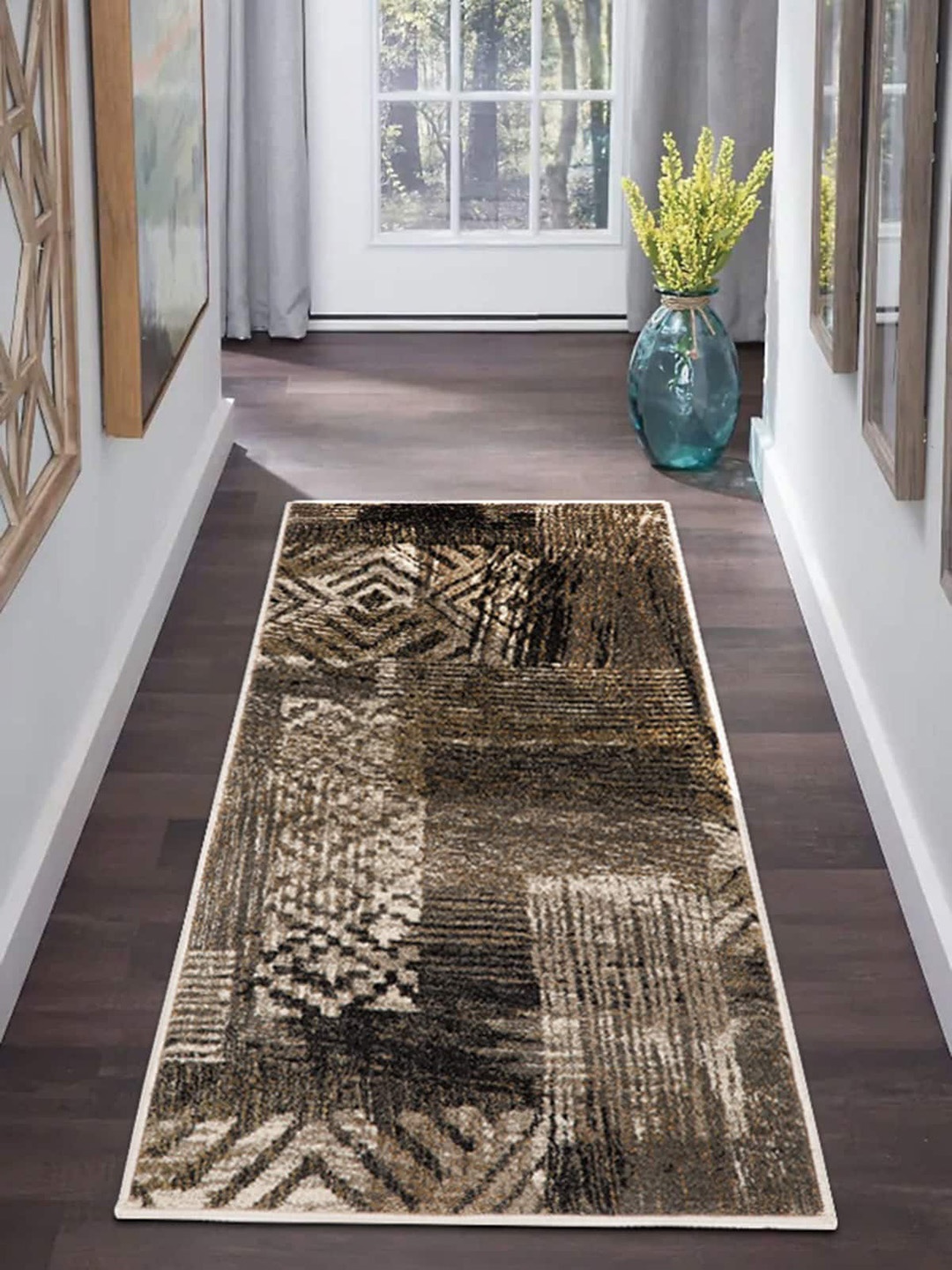 

OBSESSIONS Cream-Coloured & Brown Anti-Skid Floor Runner