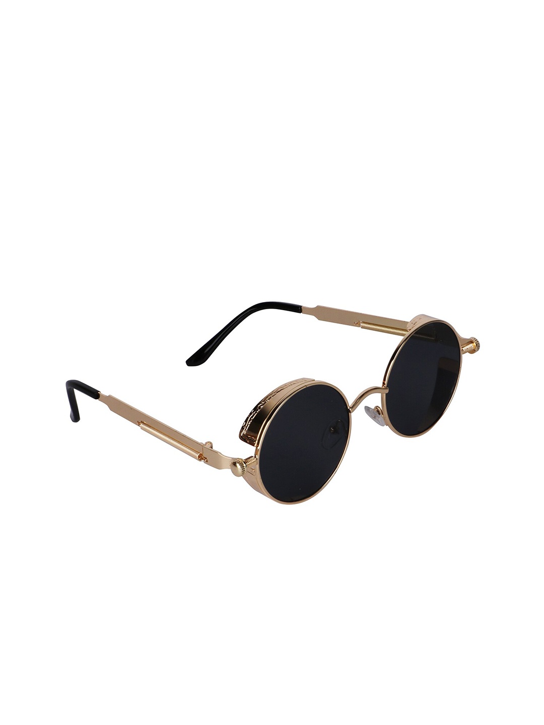 

Awestuffs Unisex Black & Gold Steampunk Style Round Sunglasses MSPGSASIM0820